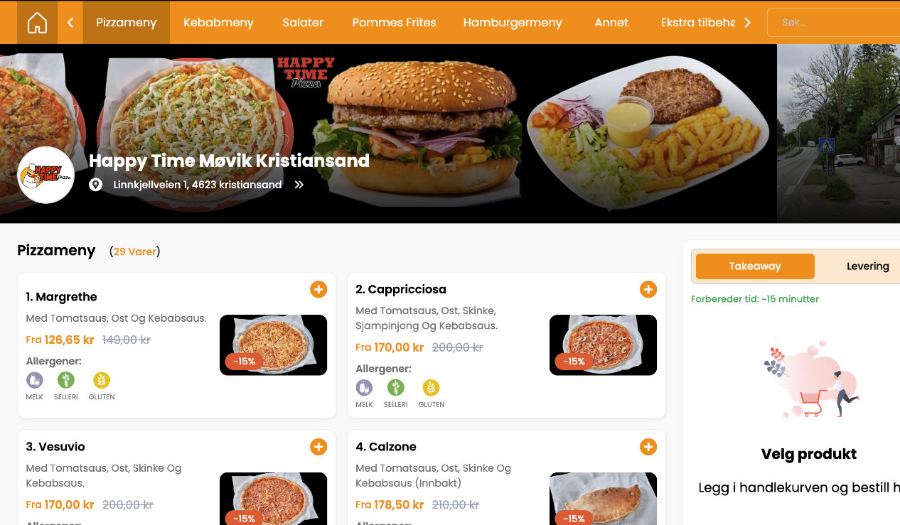 Happ Time Pizza bestilling